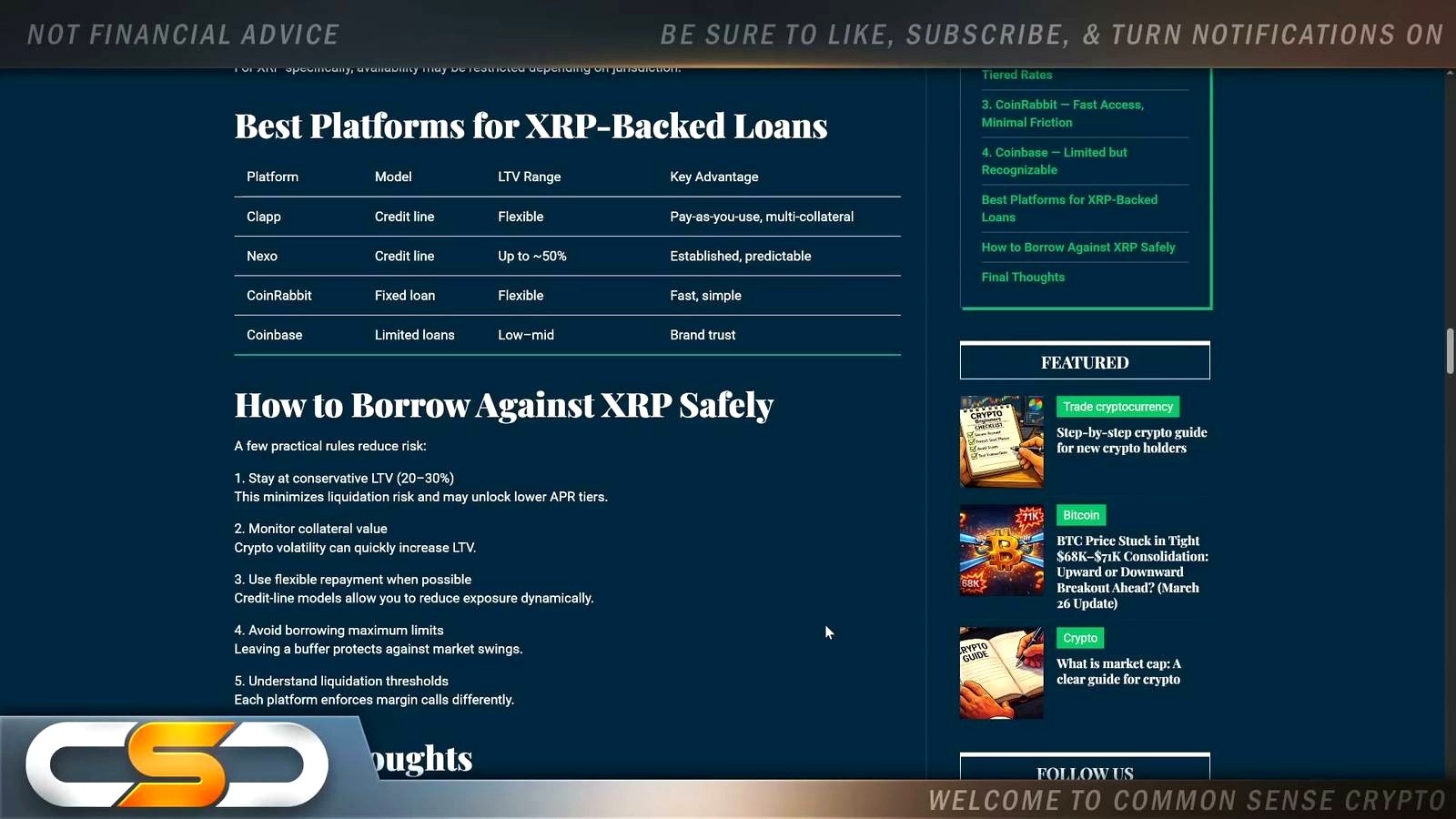 Can you borrow against XRP right now? discussed in the video