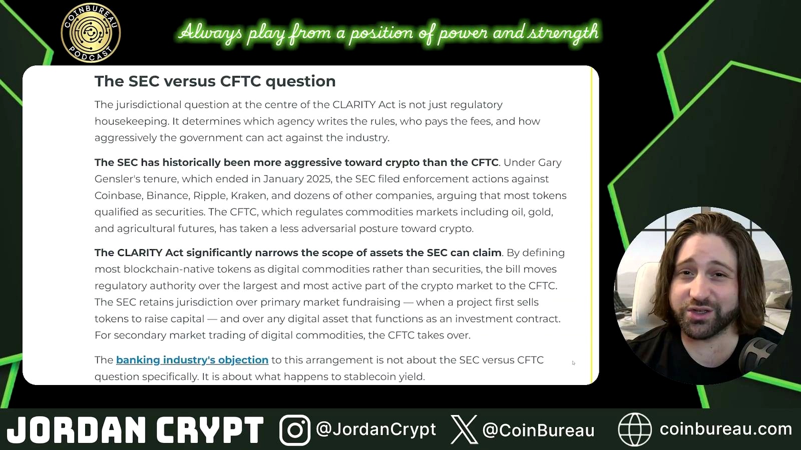 The biggest shift: who regulates crypto discussed in the video