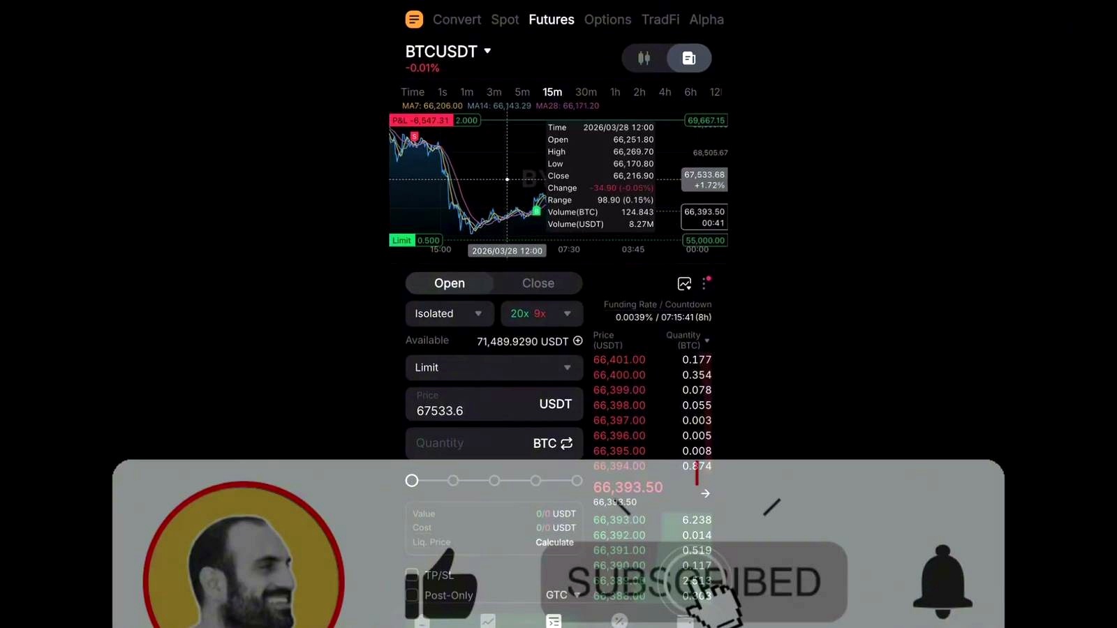 What he is doing with his own BTC position