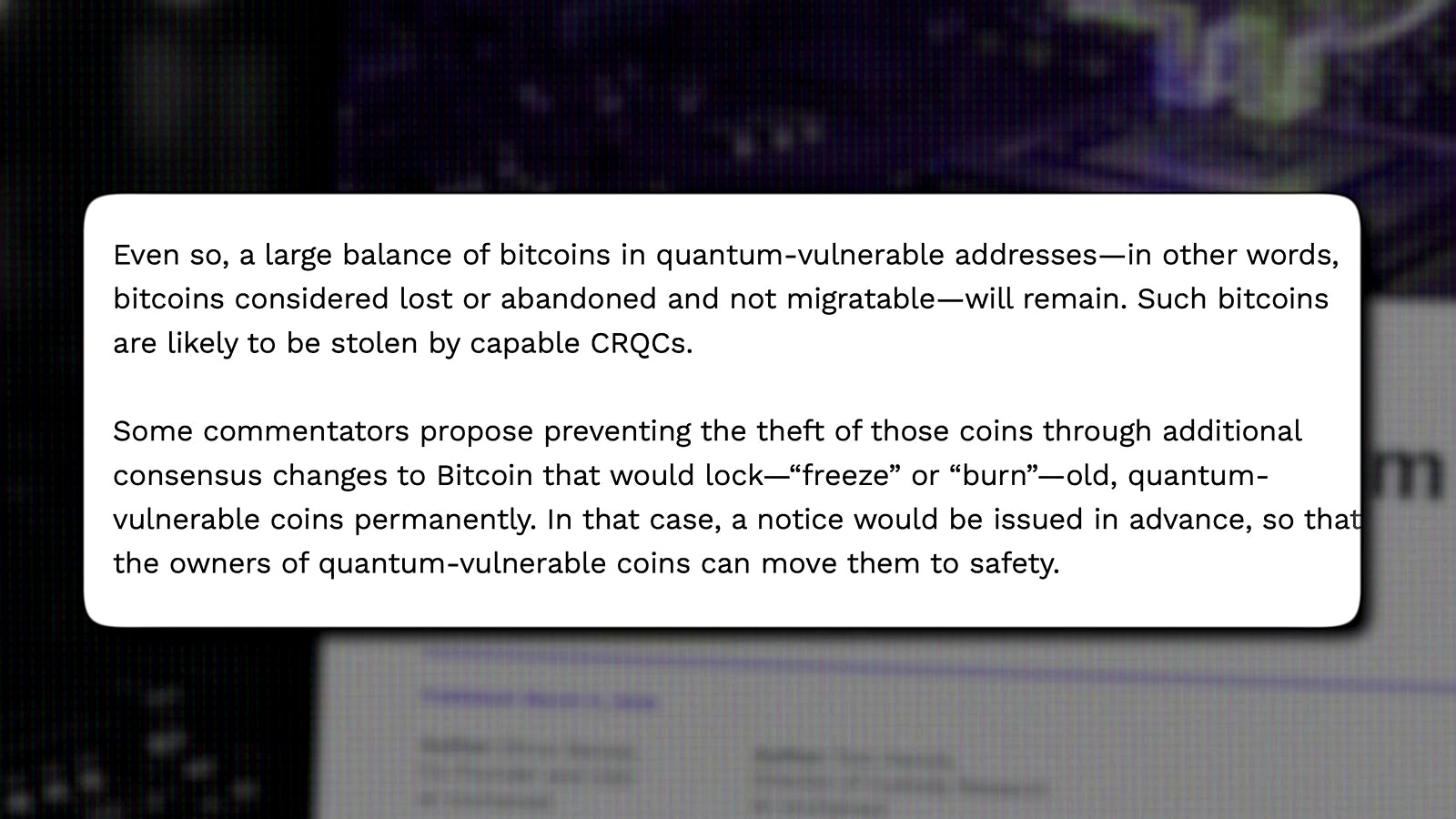 The Debate Over Vulnerable Coins discussed in the video