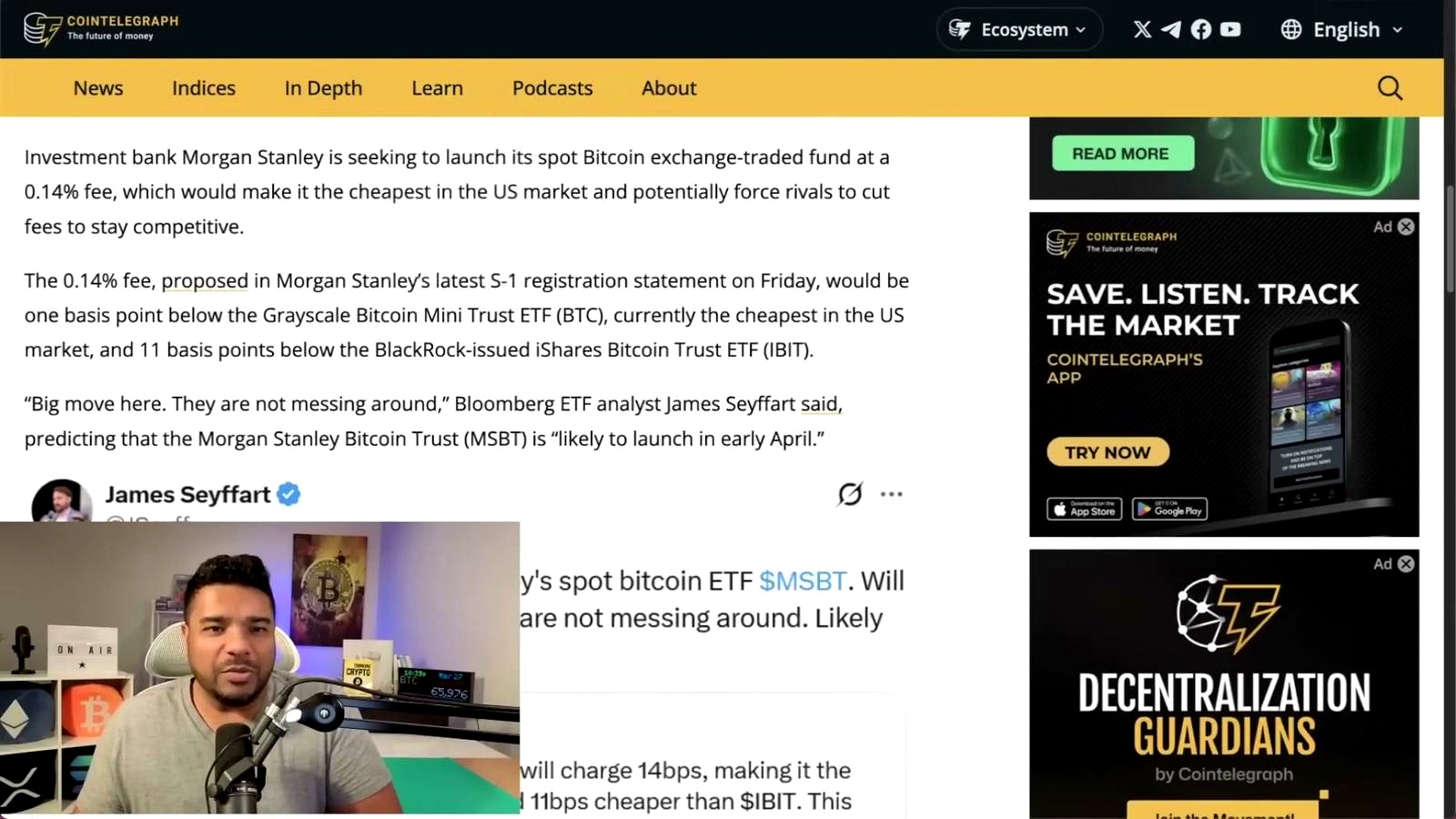 Bitcoin Faces Lower-Low Risk as Morgan Stanley Targets ETF Fee War